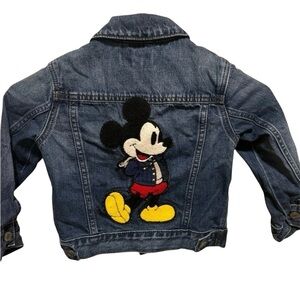 Gap Disney Girl Boy Mickey Mouse Blue Button Down Pockets Jean Denim Jacket Sz 3